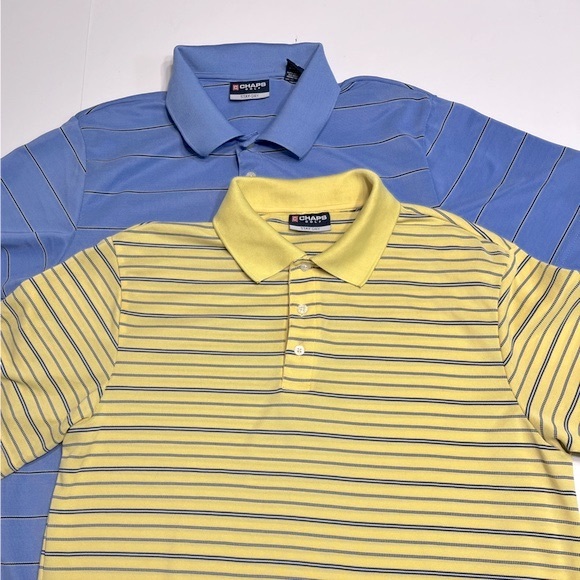 Bundle/Set 2 Chaps Golf Stay-Dry Men’s Stripped Short Sleeve Athletic Polo Shirt - Picture 15 of 15